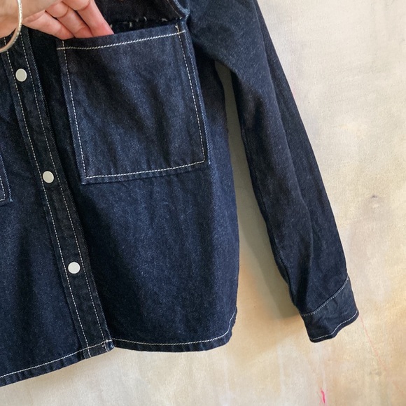 LEVI’S S Organic Cotton Ladies Snap Front Denim Jacket Dark Wash EUC - Picture 8 of 13